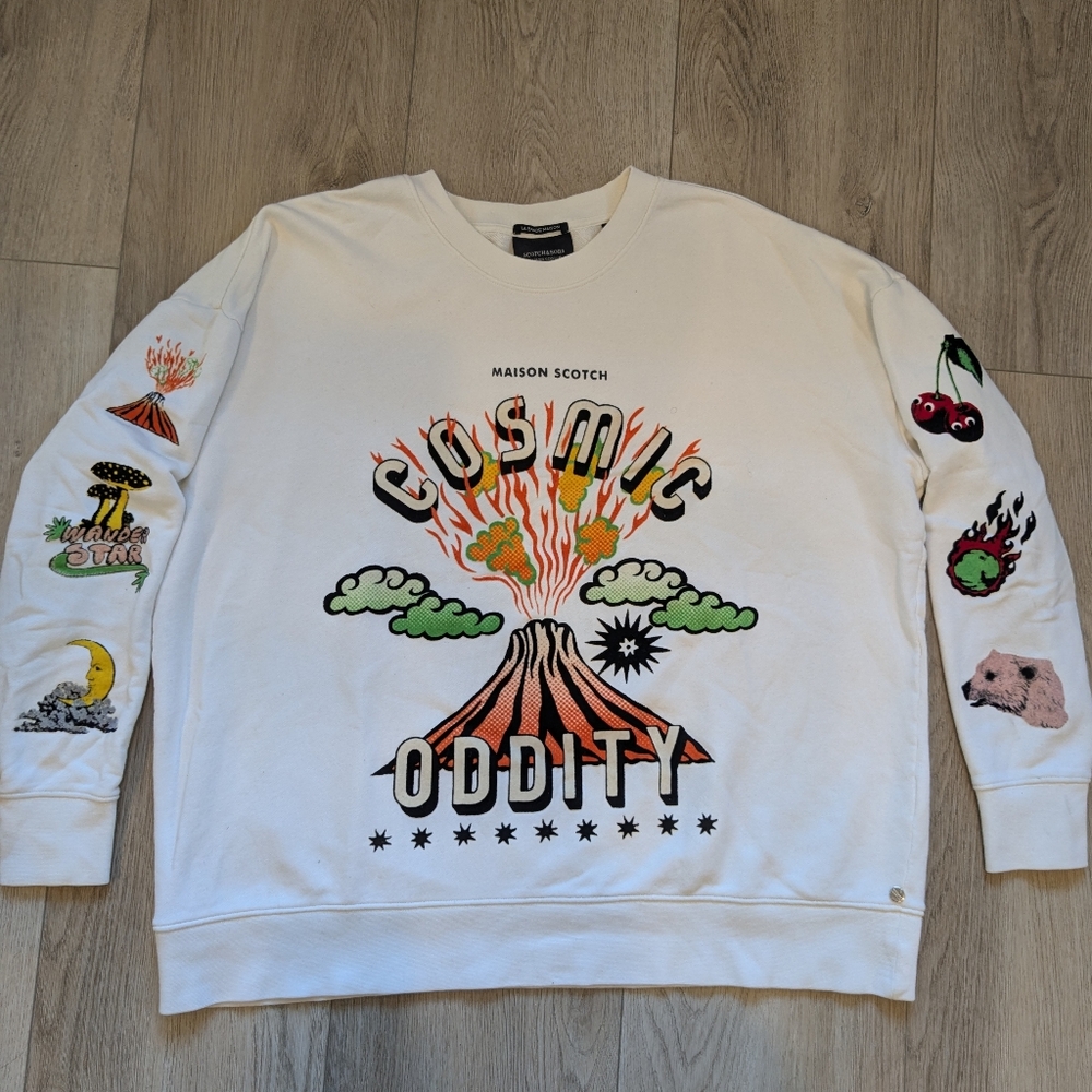 Scotch & Soda White Cosmic Graphic Sweater